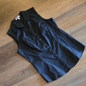 Express Black Sleeveless Button-Down Shirt